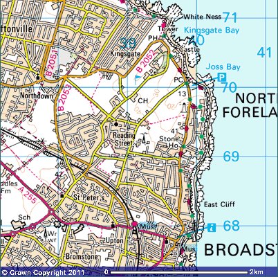 1881 Ordnance survey map of Thanet St. Peter with link to modern ordnance survey map