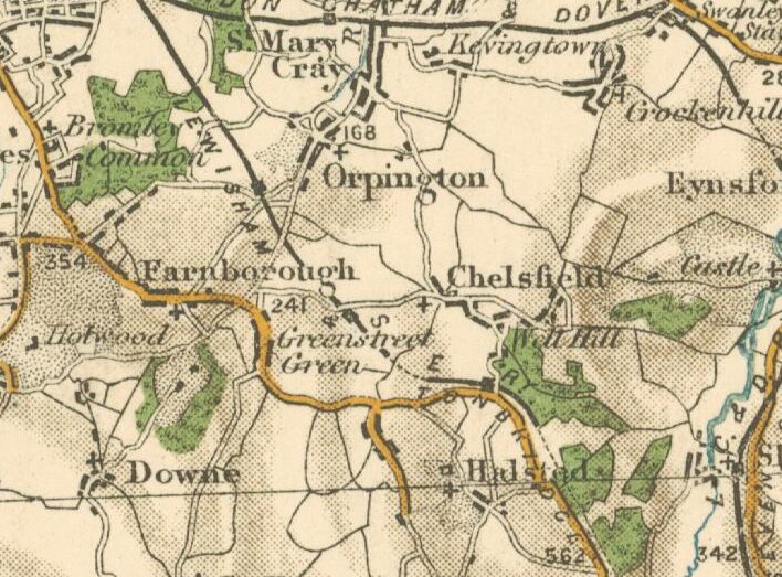 1903 Ordnance survey map of Chelsfield with link to modern ordnance survey map