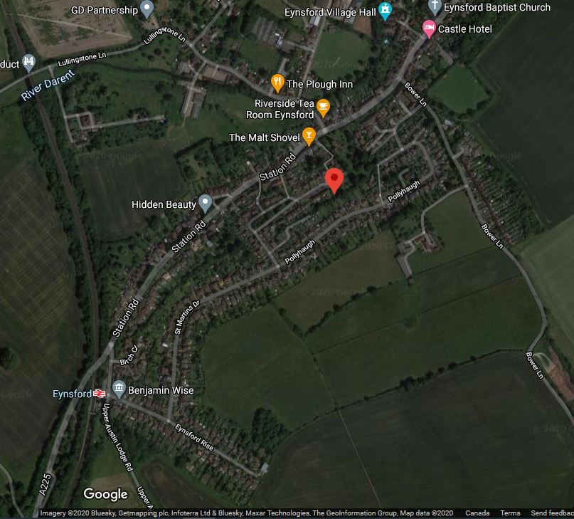 Sattelite image of Eynsford, Kent, England